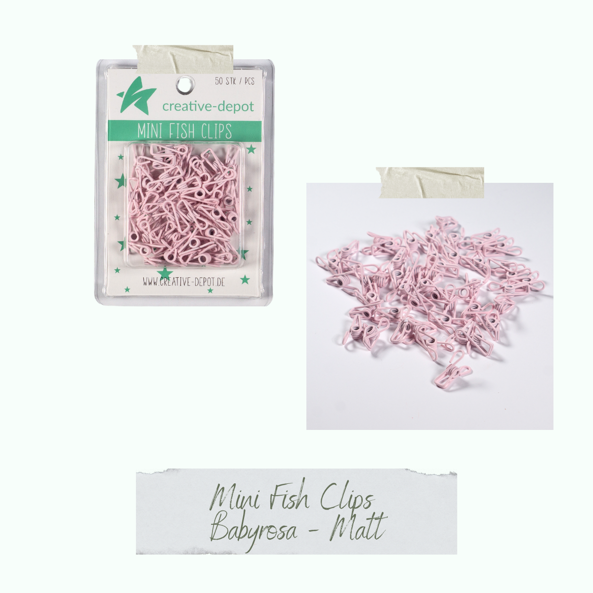 Mini Fish Clip - Babyrosa - Matt - 50 Stück Mini Fish Clip - Babyrosa - Matt - 50 Stück