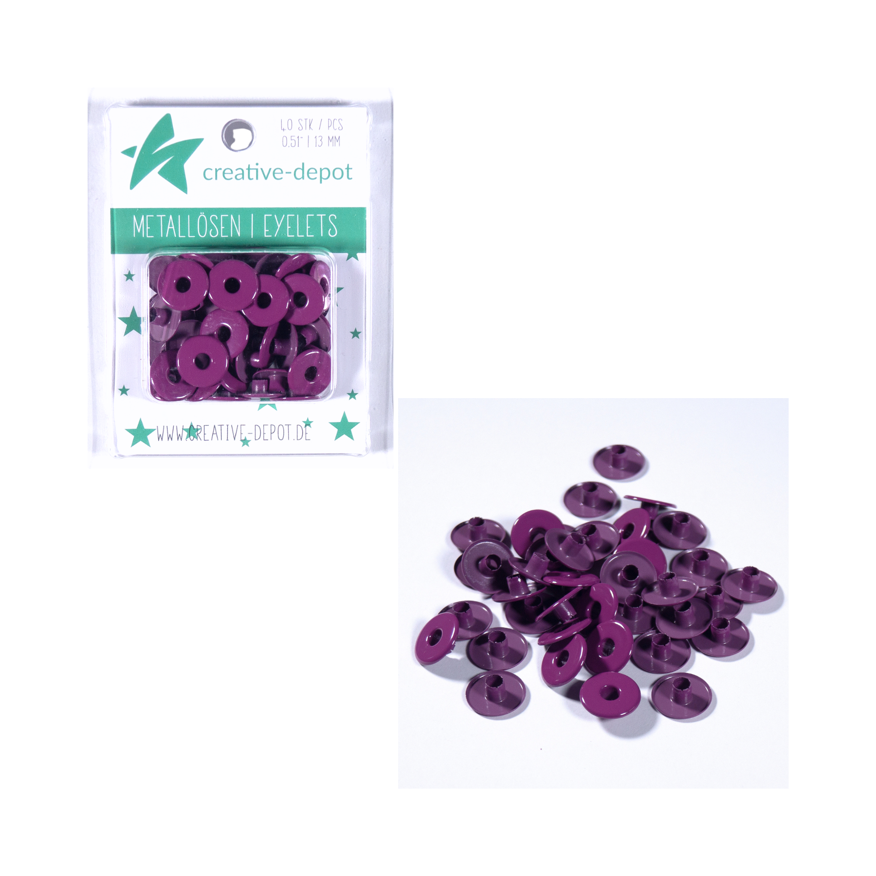 Breite Eyelets - Weintraube - 13mm
