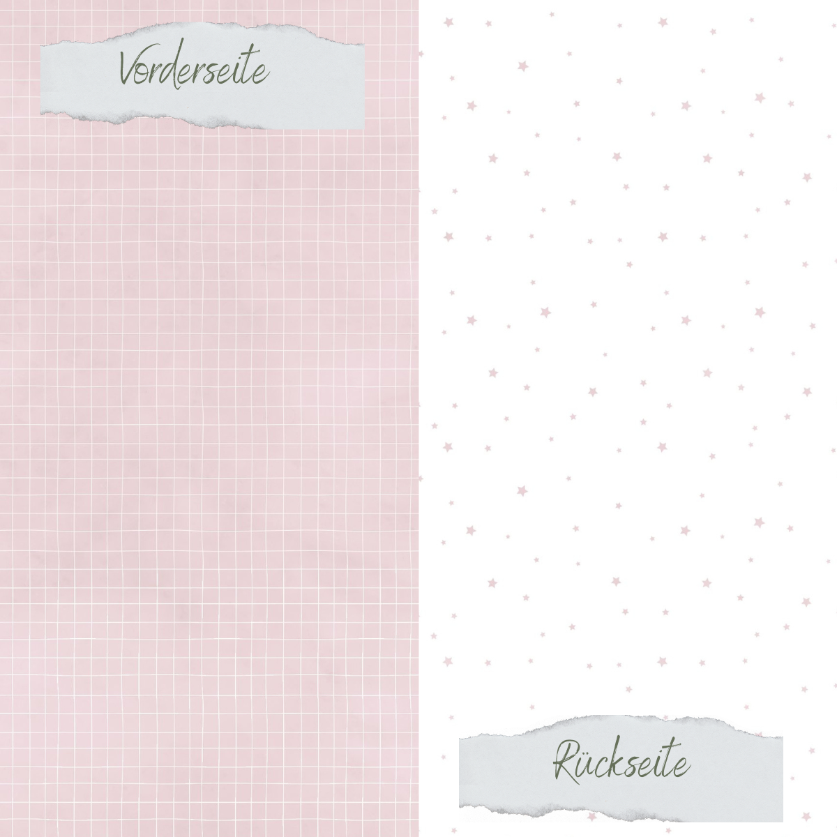 Designpapier - Basic - Puderrosa - Doodle Gitter + Sternchenregen - Doppelseitig bedruckt