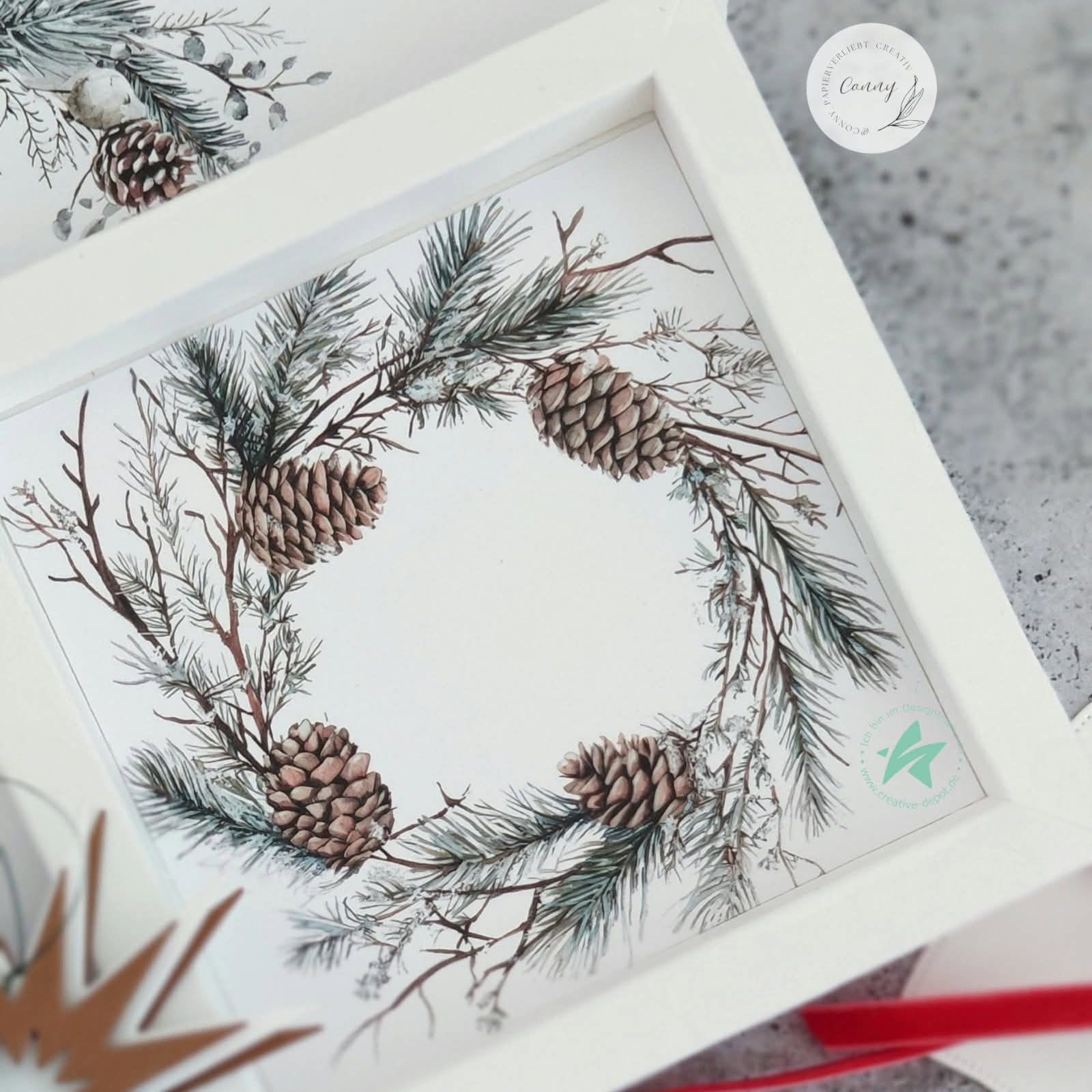 Designpapier - Großer Kartenaufleger - Winterkränze