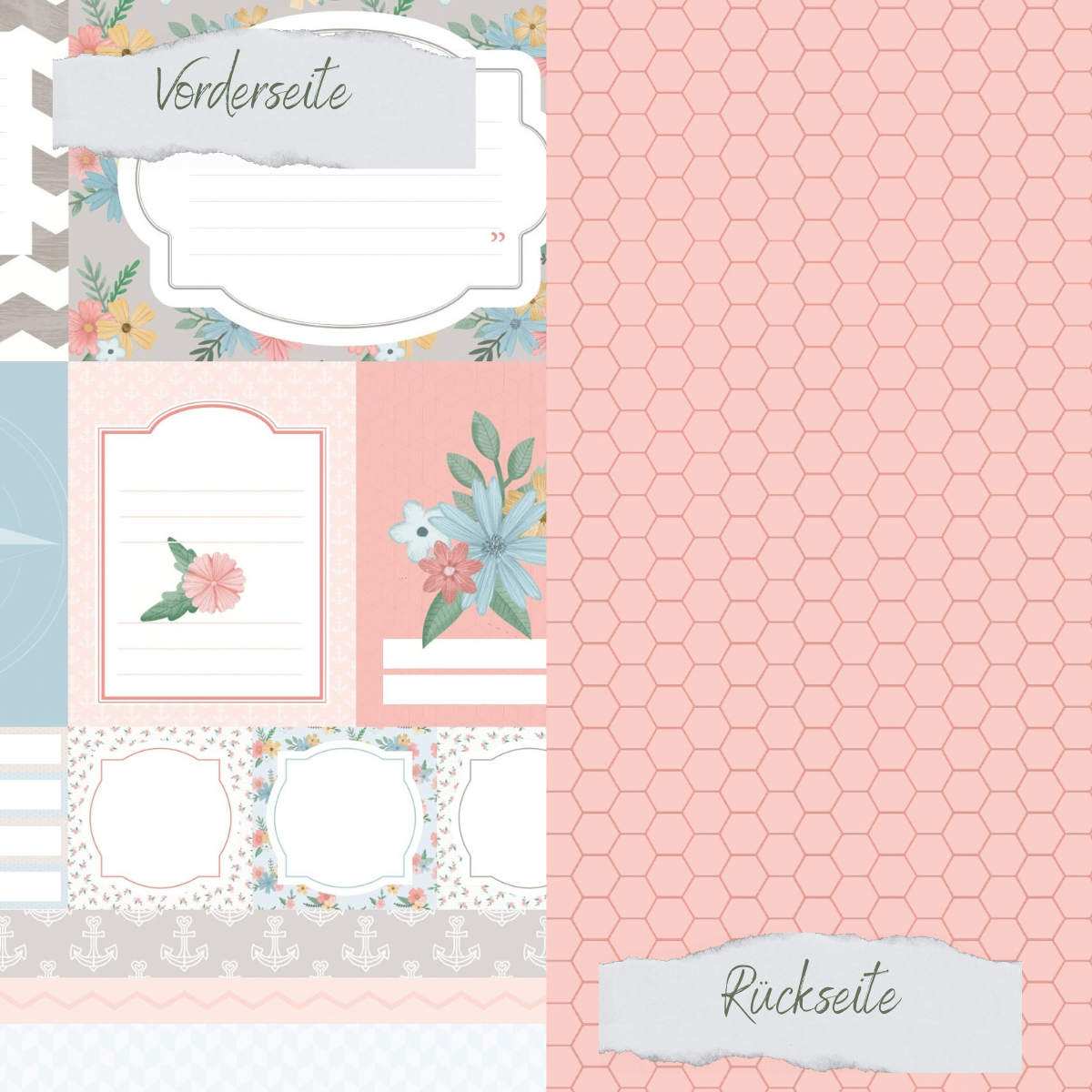 Papier design - Scrapliebe - Lüttes Glück - Cartes de journaling - Imprimées recto-verso