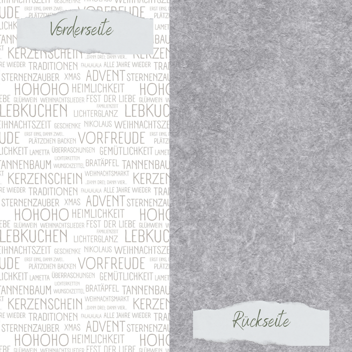Designpapier - Scrapliebe - Dezembertagebuch - Weihnachtswörter - Taupe - Doppelseitig bedruckt