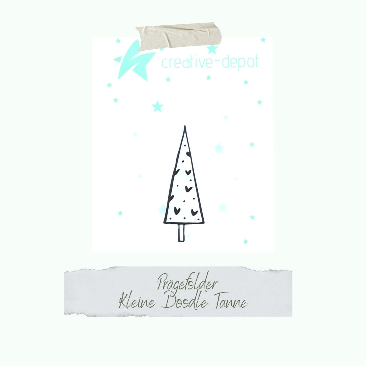CD-PF-031-Kleine-Doodle-Tanne Dépliant de gaufrage - Kleine Doodle Tanne - 6 x 7 cm