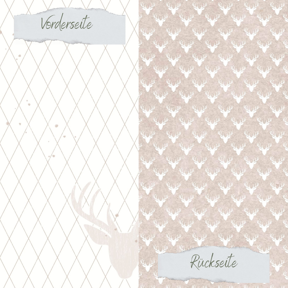 Designpapier - Scrapliebe - Dezembertagebuch - Hirschkopfmuster - Latte - Doppelseitig bedruckt