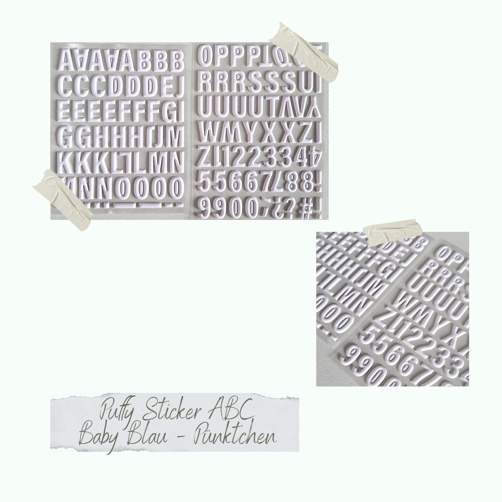 CD-PS-022 Puffy Sticker - ABC - Baby Blau - Pünktchen