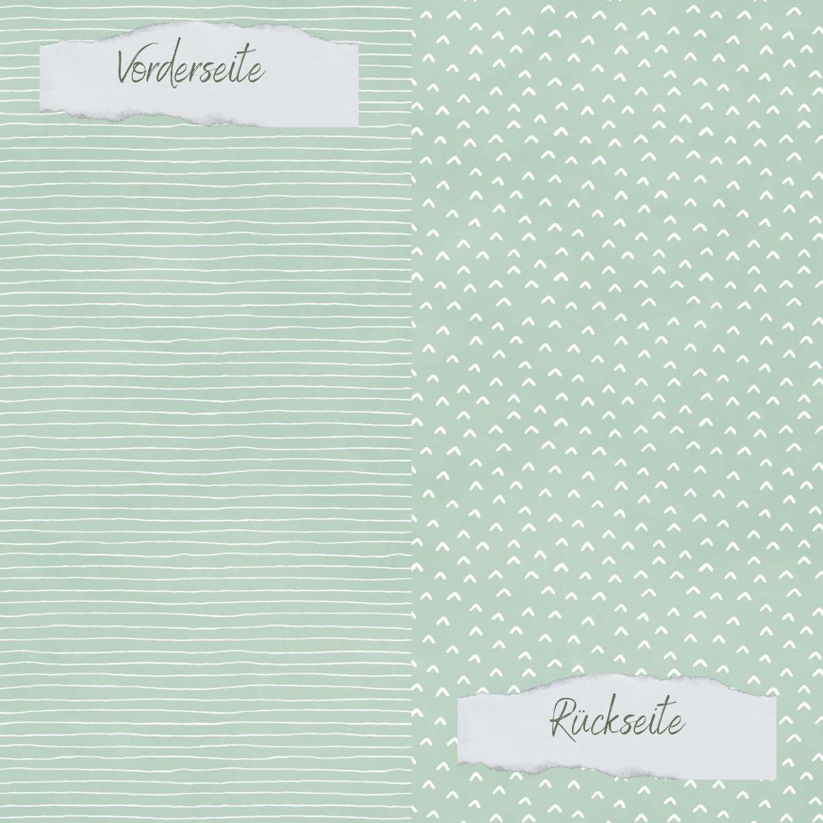 Design paper - Basic - Vintage Mint - Doodle Dächer + Streifen - Doppelseitig bedruckt