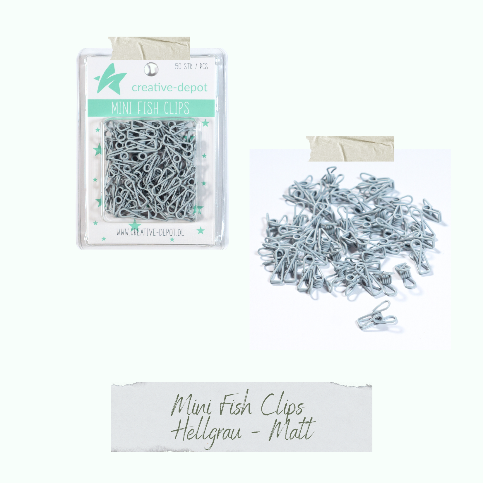 Mini Fish Clip - Hellgrau - Matt - 50 Stück