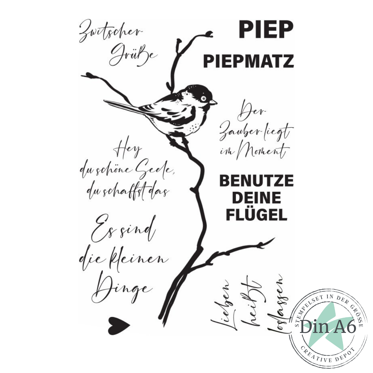 Stempelset - Piepmatz - Zwitscher - Grüße
