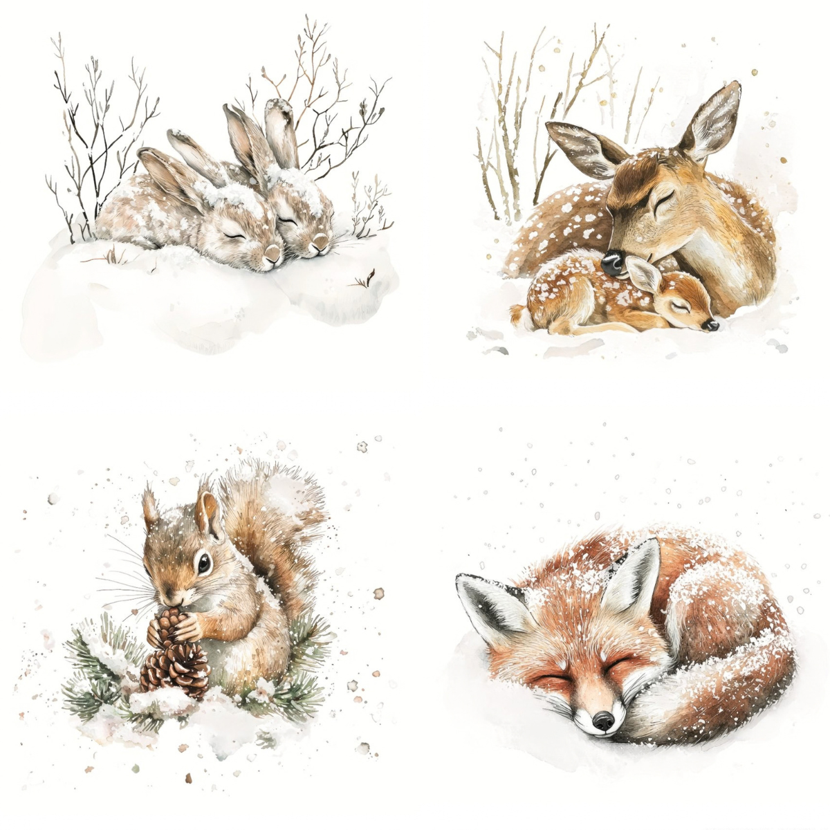 Designpapier - Großer Kartenaufleger - Wintertiere