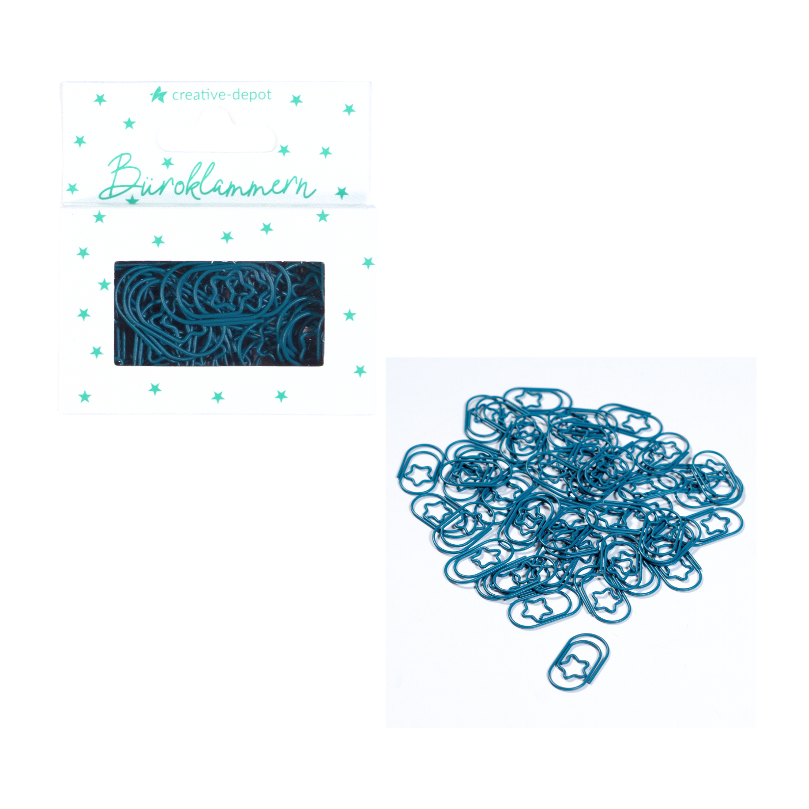 Büroklammer Stern - Pfauenblau - Matt - 50 Stück