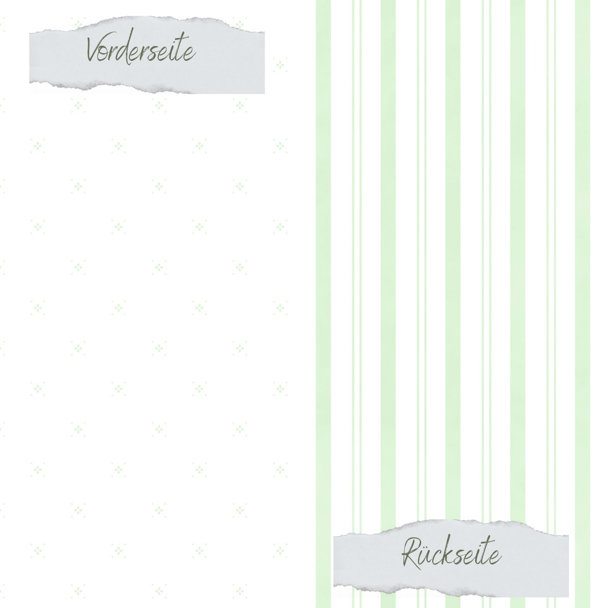 Designpapier - Basic - Seeglas - Blümchen + Streifen - Doppelseitig bedruckt