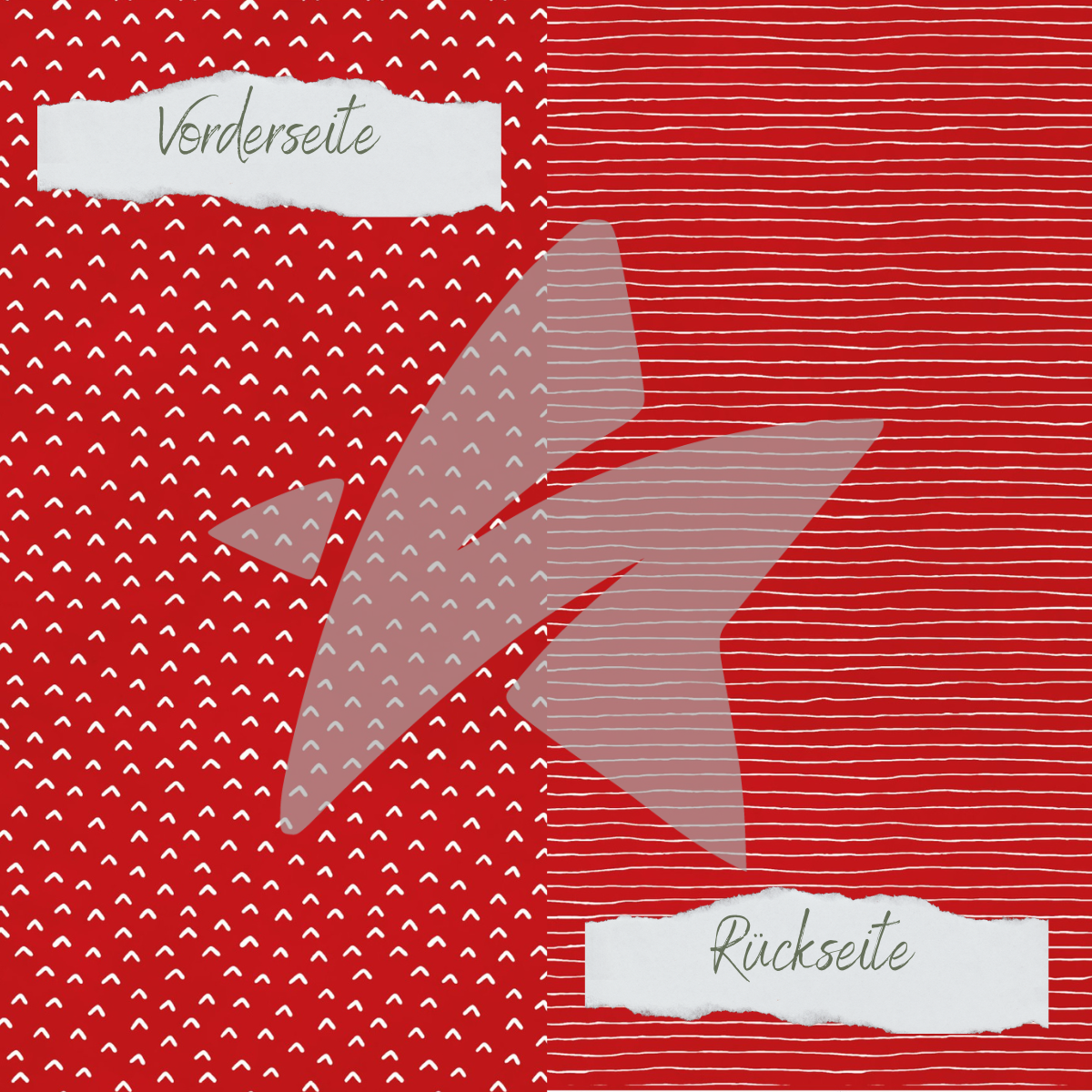 CD-BP-037 Designpapier - Basic - Chilirot - Doodle Dächer + Streifen - Doppelseitig bedruckt