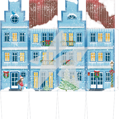 Designline-Weihnachtshaus-Blau Papier à dessin - Designline - Maison de Noël - Bleu