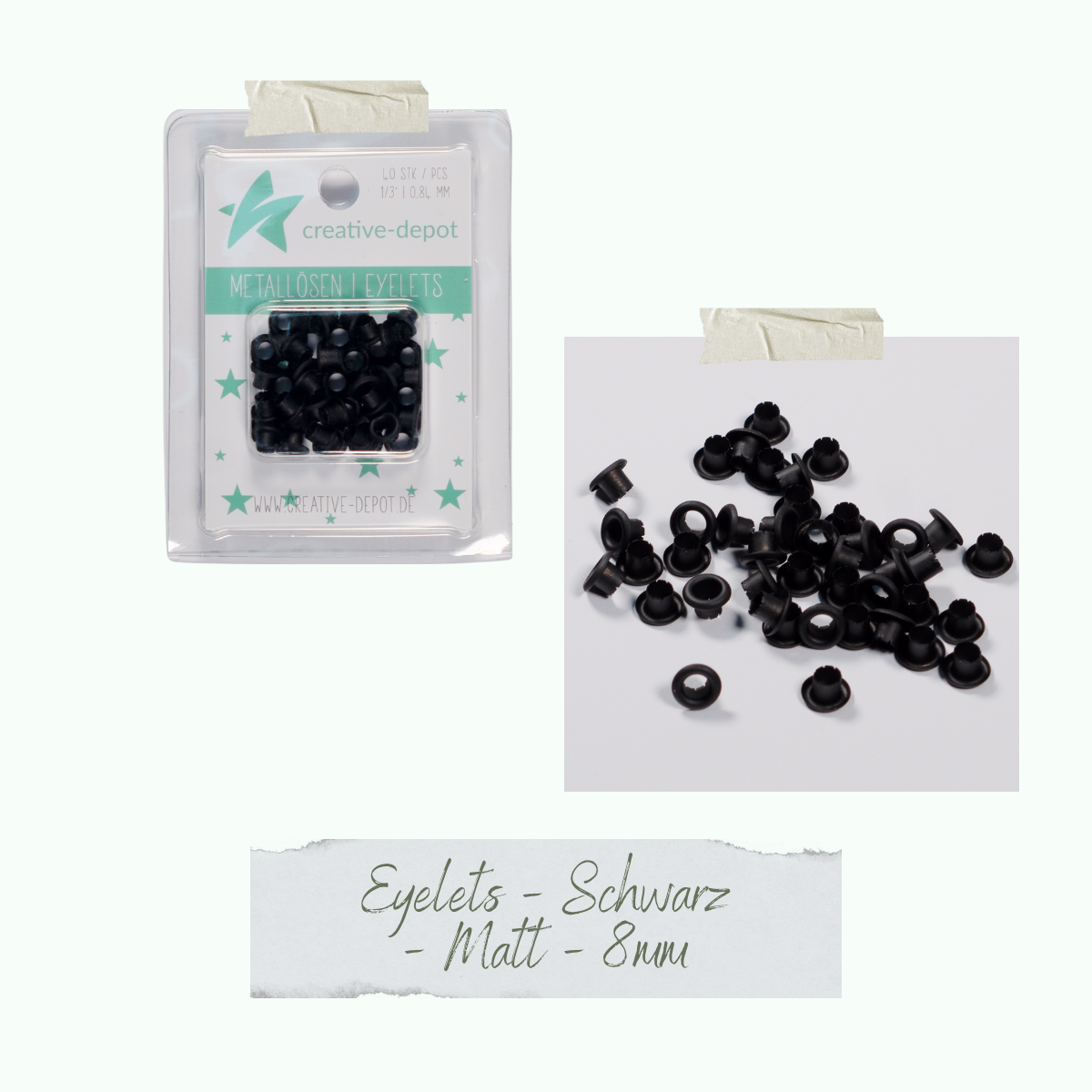 CD-EY-055_Eyelets-Schwarz-Matt-8mm Eyelets - Schwarz - Matt - 8 mm