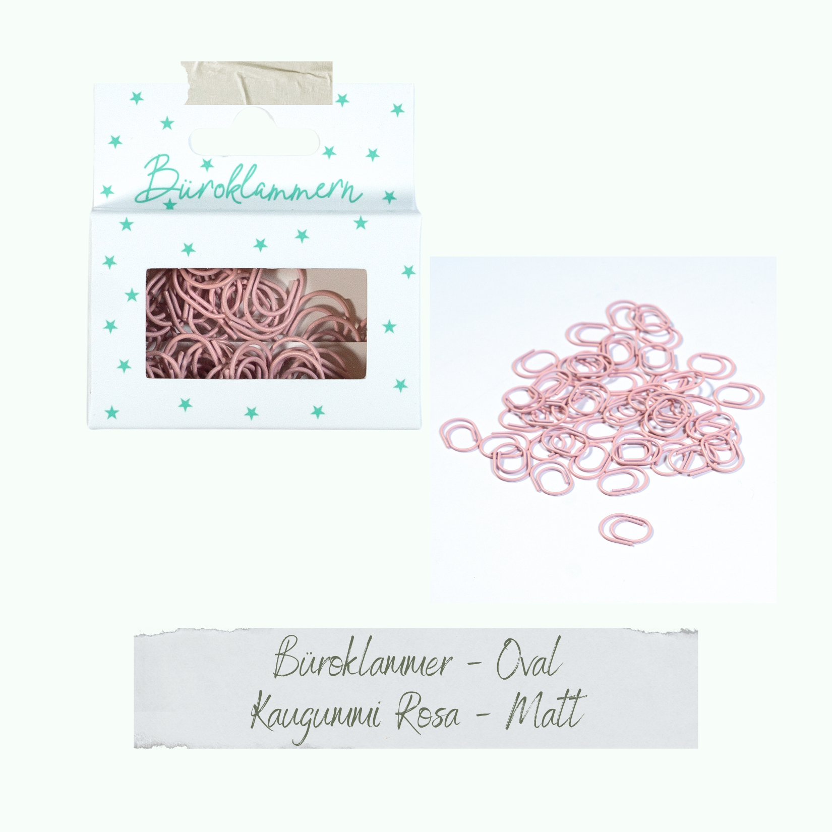 Büroklammer Oval - Kaugummi Rosa - Matt - 50 Stück Büroklammer Oval - Kaugummi Rosa - Matt - 50 Stück