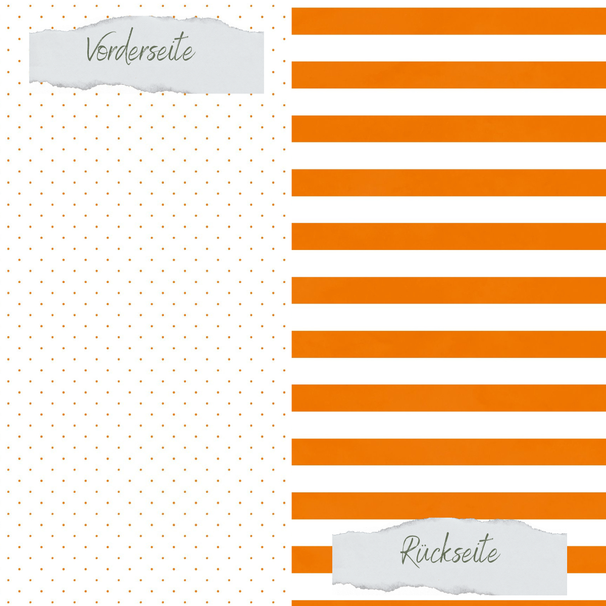 Papier à dessin - Basic - Herbstorange - Gepunktet + Breite Streifen - Doppelseitig bedruckt