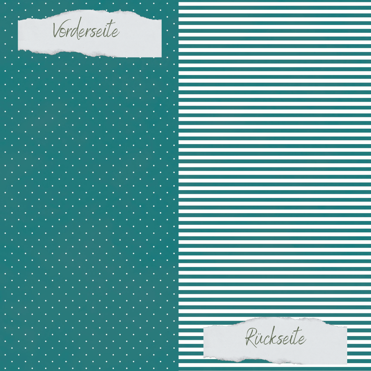 Designpapier - Basic - Smaragd - Mini Pünktchen + Schmale Streifen - Doppelseitig bedruckt    