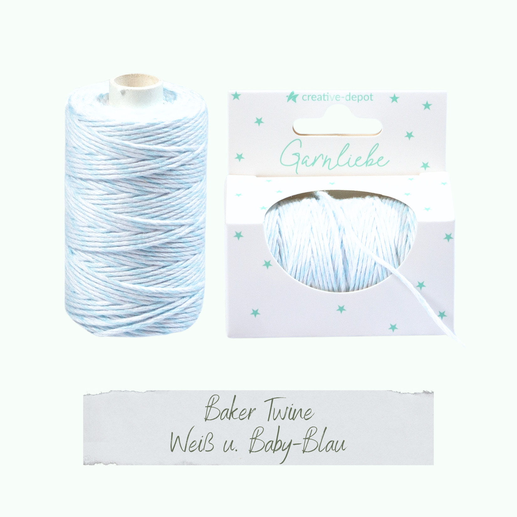 Baker Twine  - Weiß & Baby-Blau - Garnliebe