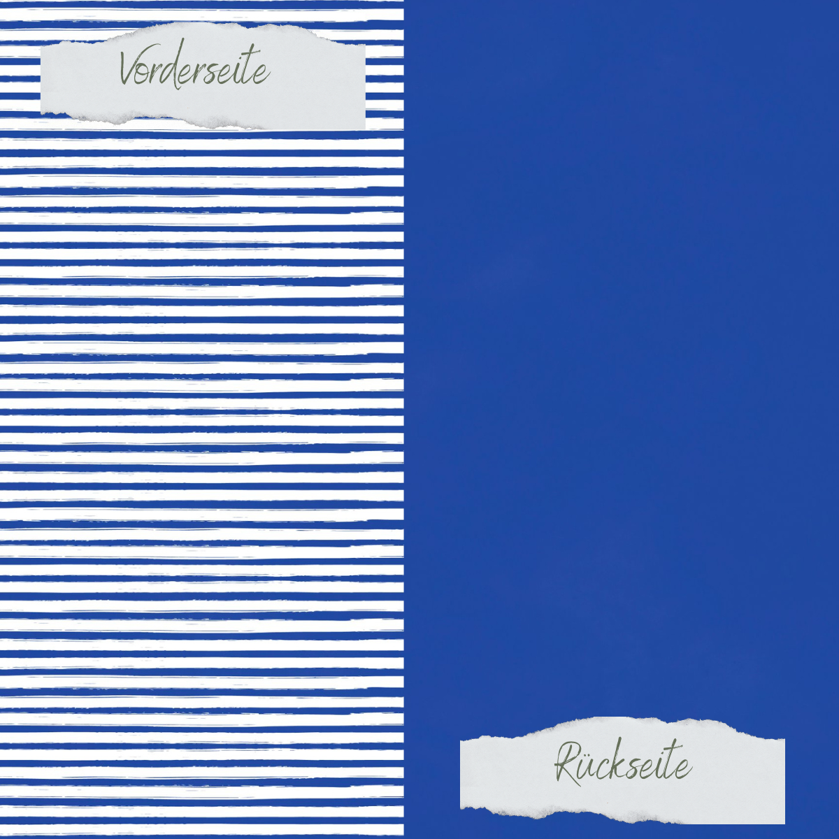 Papel de diseño - Basic - Tintenblau - Streifen + Uni - Doppelseitig bedruckt