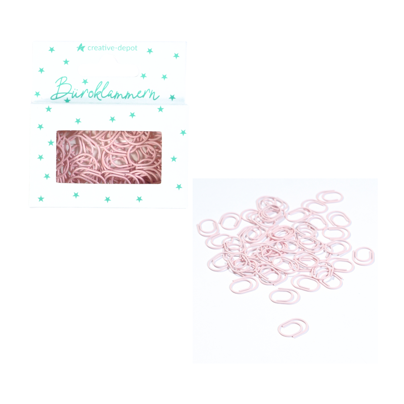 Büroklammer Oval - Baby Rosa - Matt - 50 Stück