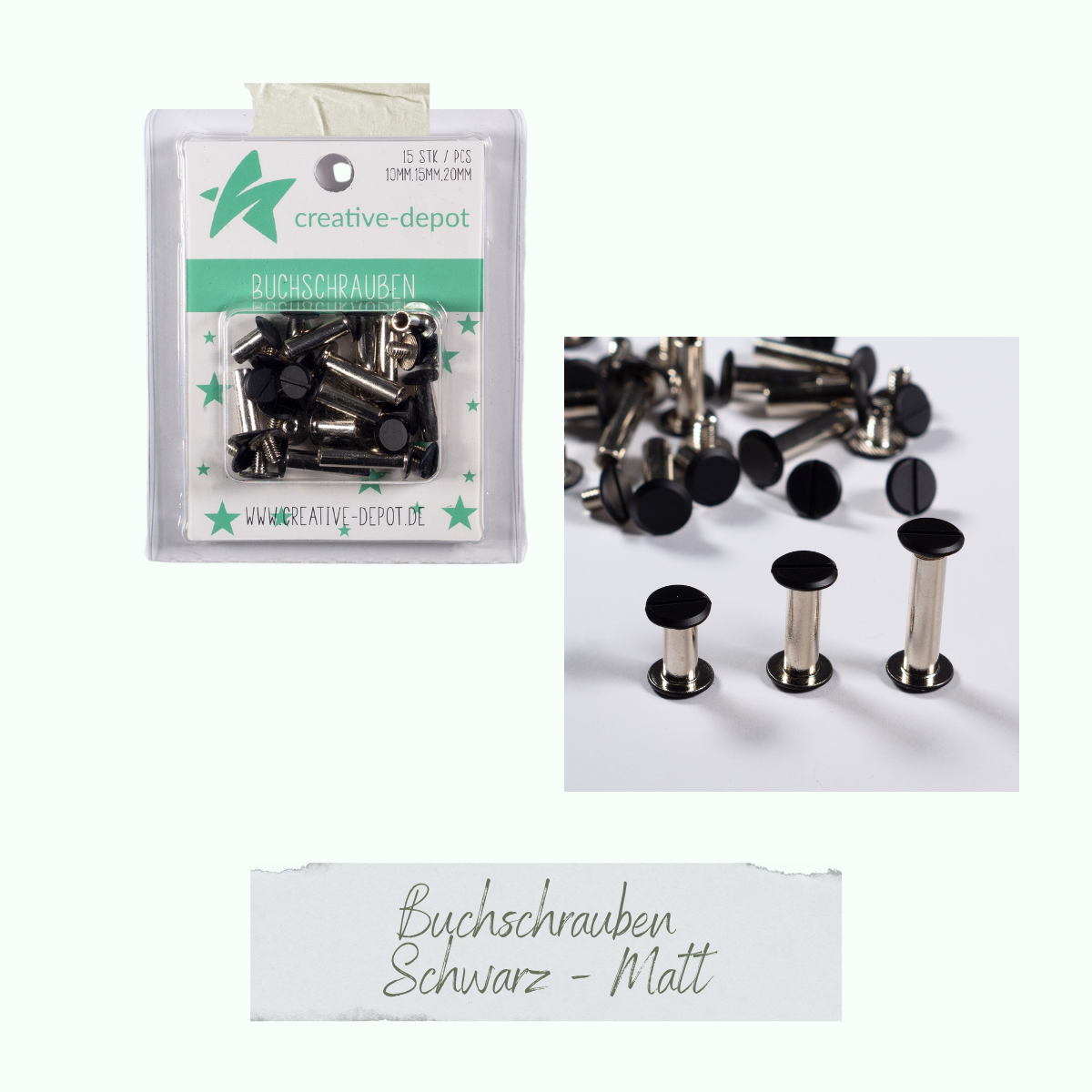 Buchschrauben - Schwarz - Matt - 15 Stück Buchschrauben - Schwarz - Matt - 15 Stück