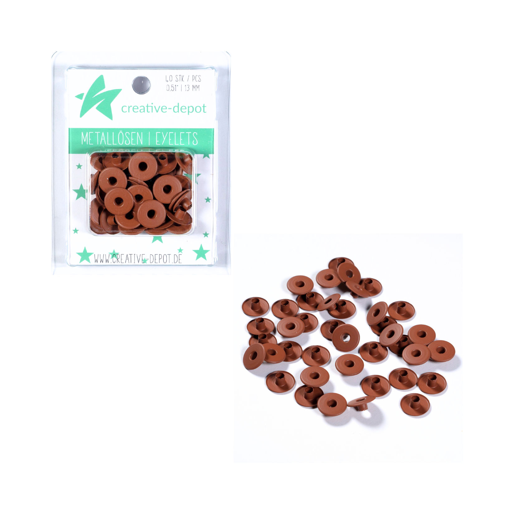 Breite Eyelets - Schokolade - Matt - 13 mm