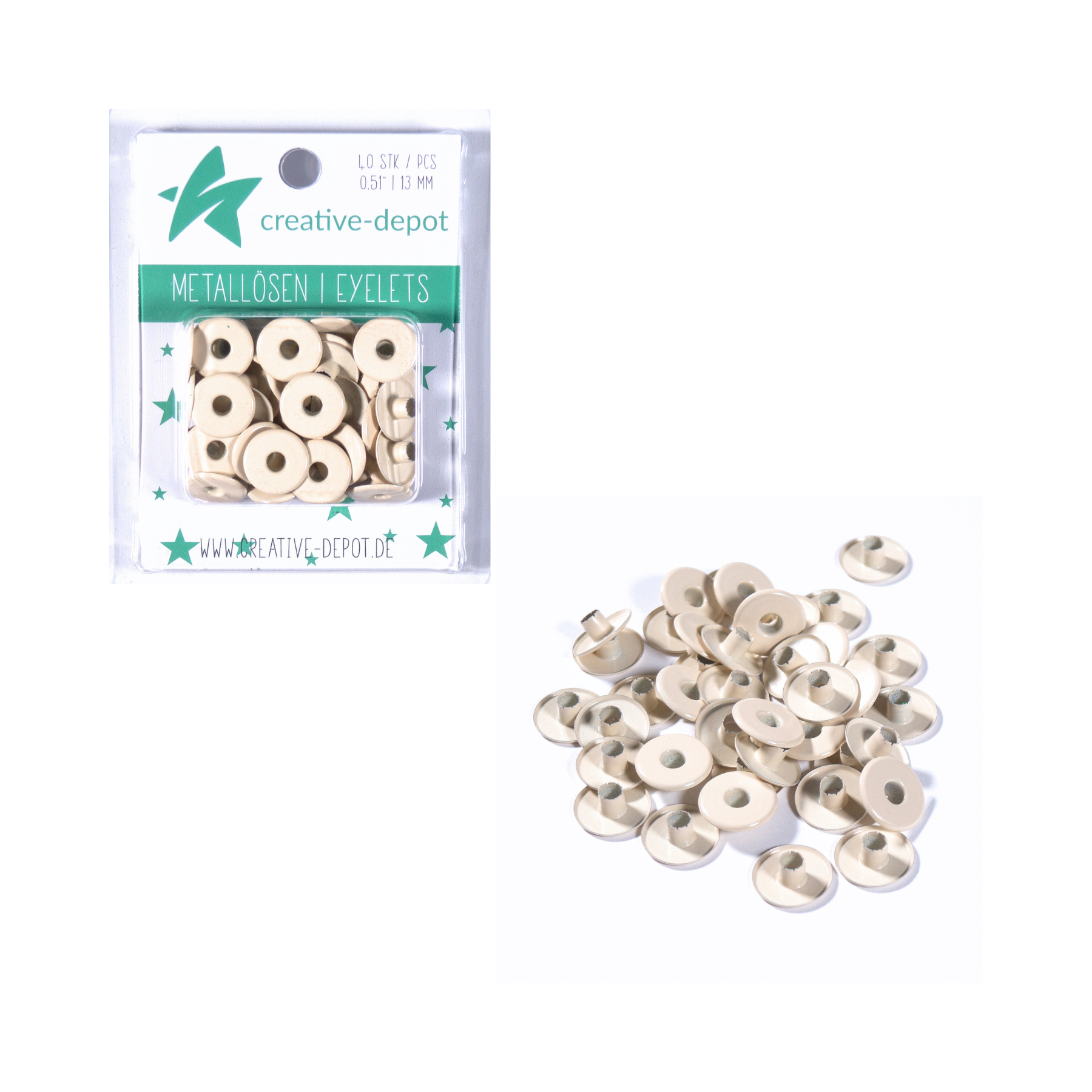 Breite Eyelets - Creme - 13mm