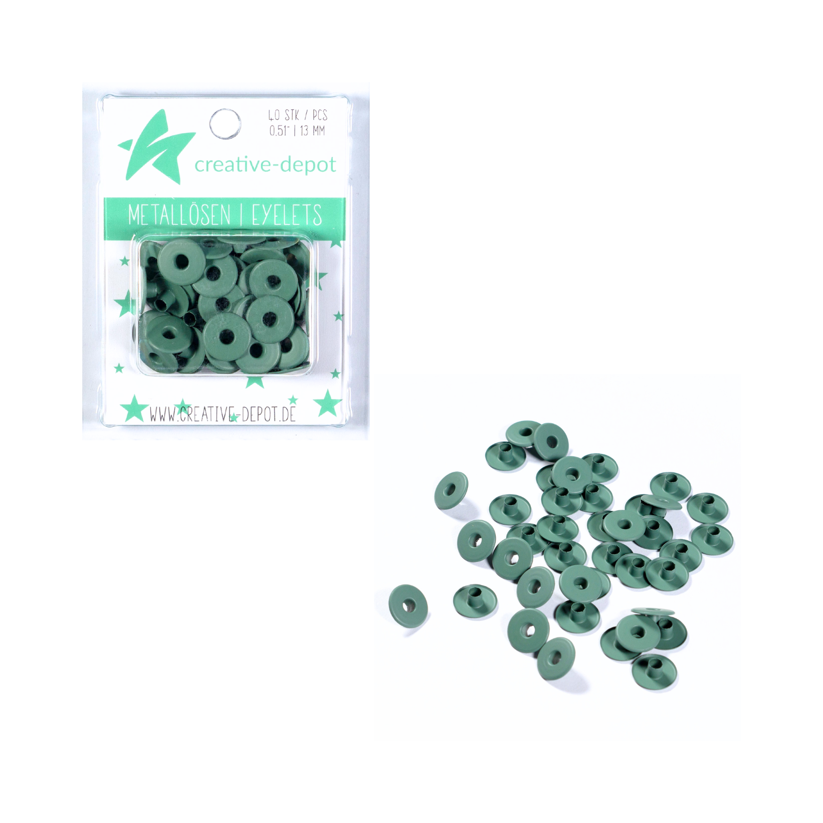  Breite Eyelets - Moos - Matt - 13 mm