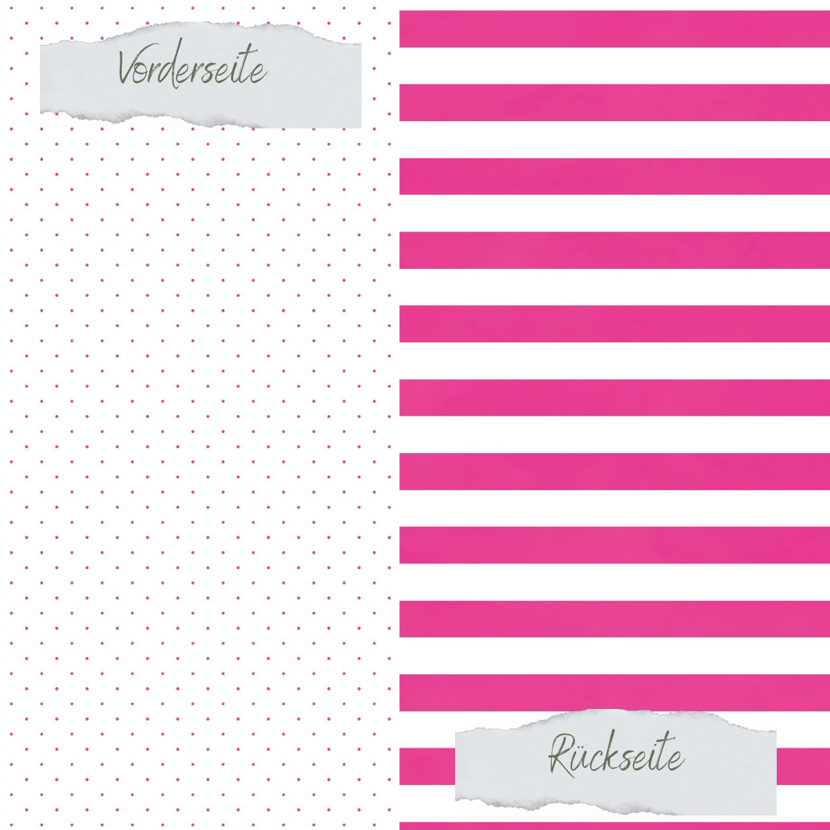 Papel de diseño - Basic - Sommerpink - Gepunktet + Breite Streifen - Doppelseitig bedruckt   