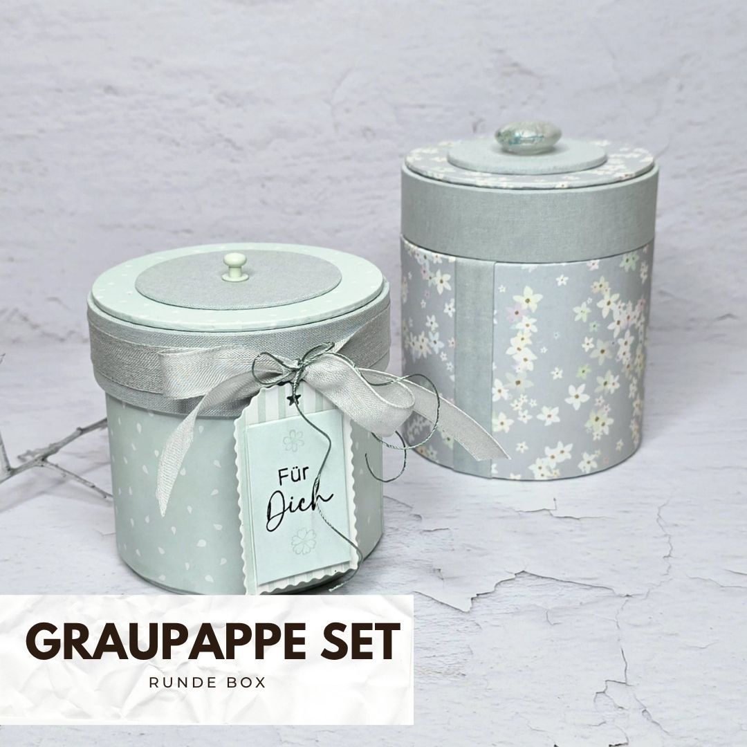 Graupappe Set runde Box mit Stülpdeckel Graupappe Set runde Box mit Stülpdeckel
