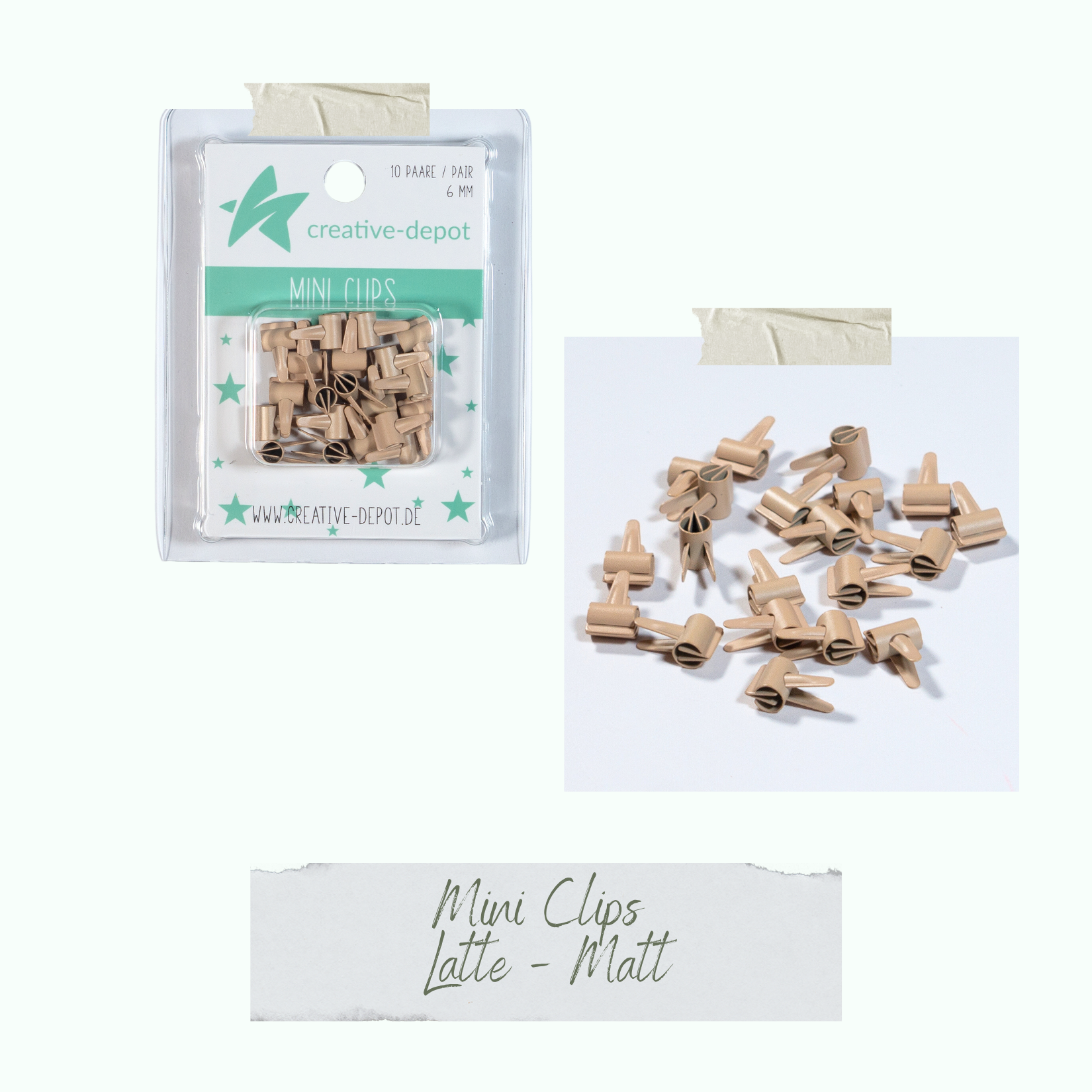 Mini Clip - Latte - Matt - 20 Stück Mini Clip - Latte - Matt - 20 Stück