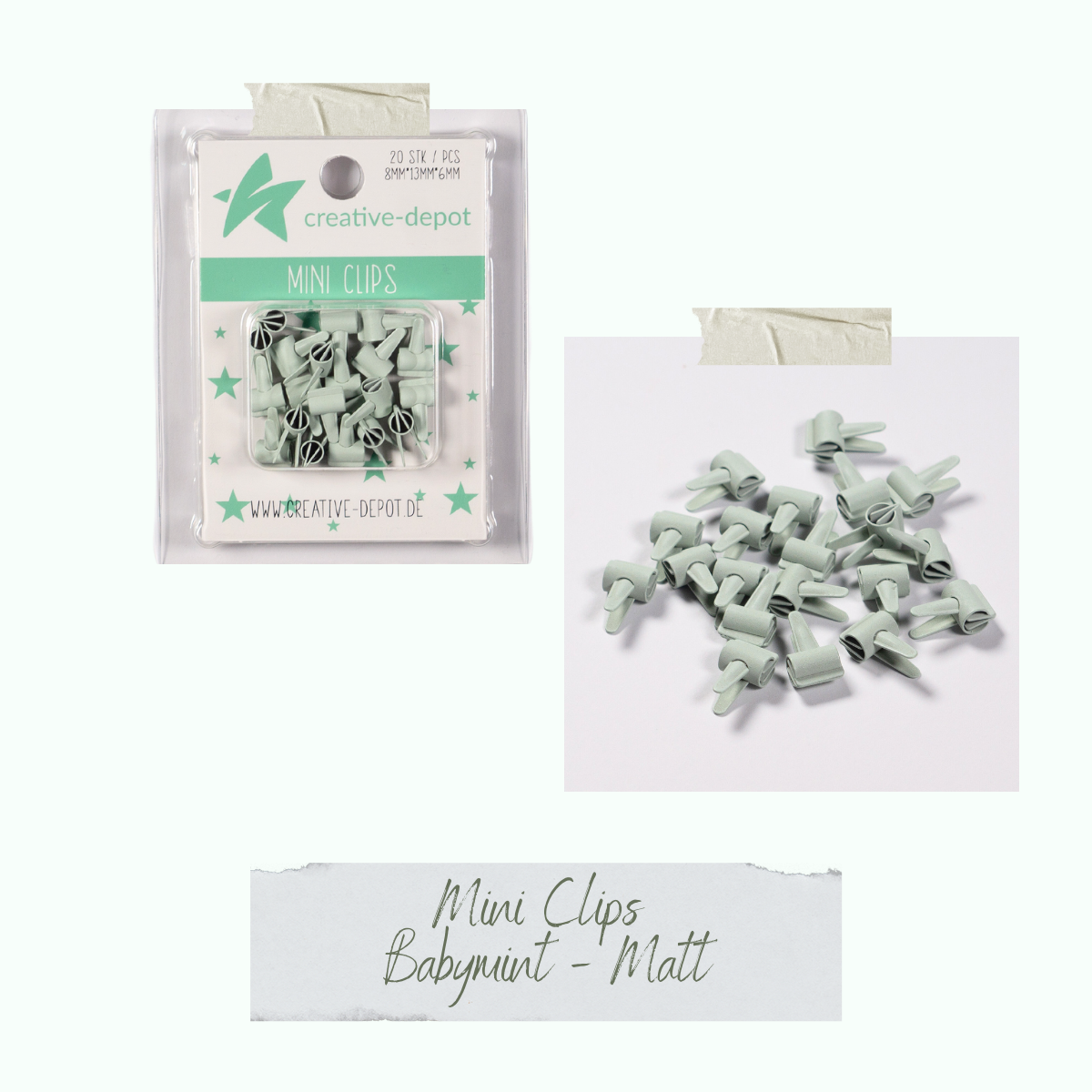 Mini Clip - Babymint - Matt - 20 Stück Mini Clip - Babymint - Matt - 20 Stück