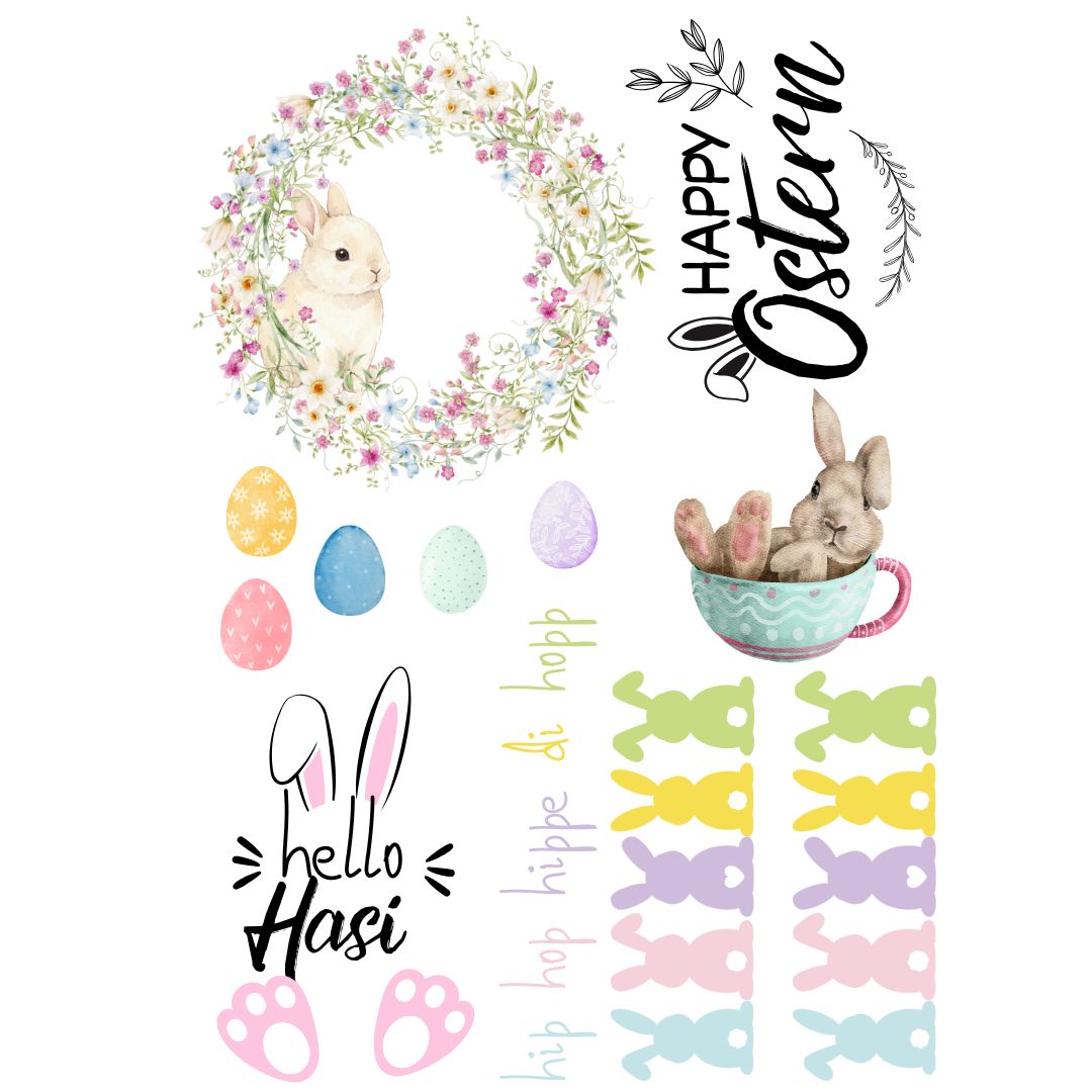 Glanz Sticker - Frohe Ostern - Din A4 - mit Fehler