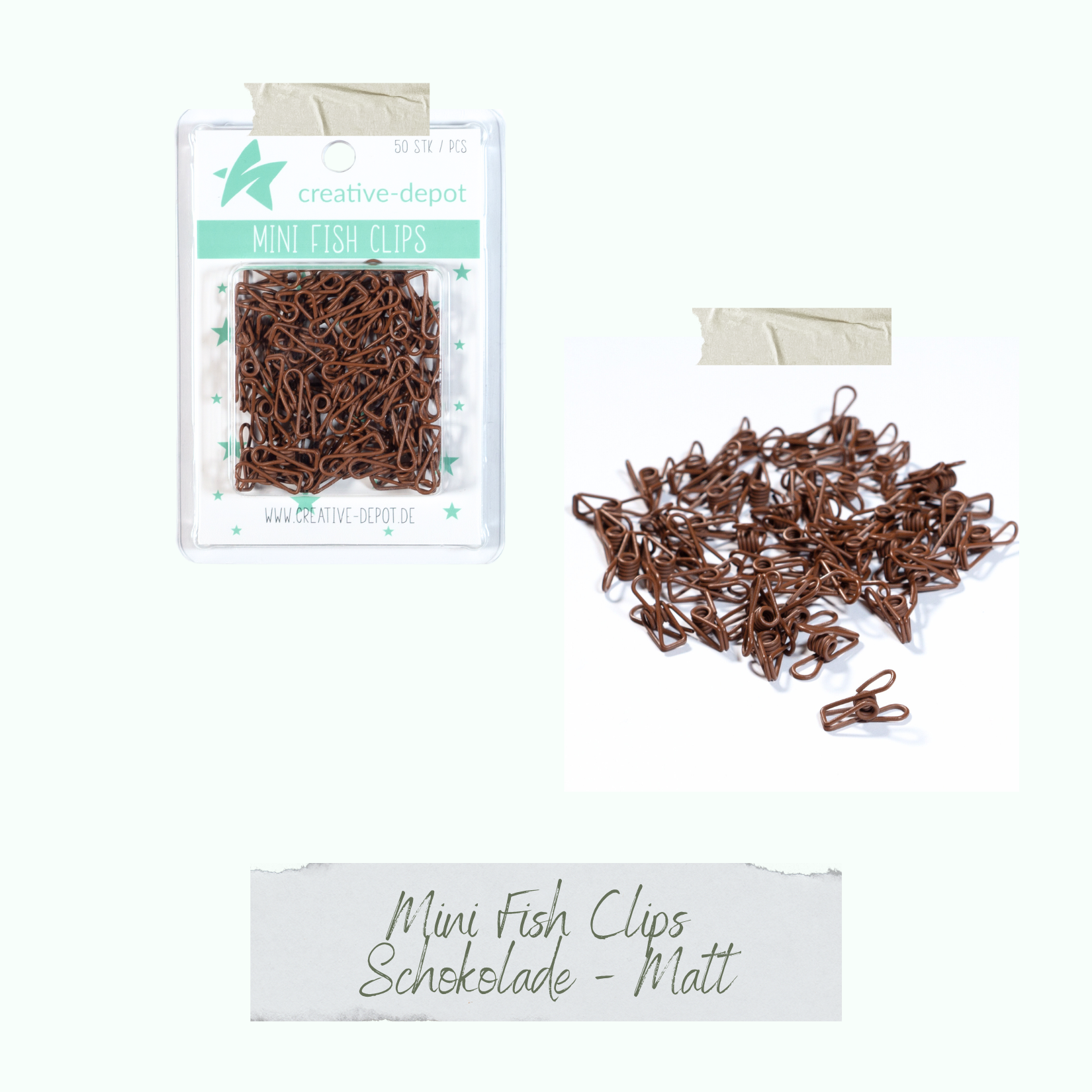 Mini Fish Clip - Schokolade - Matt - 50 Stück 