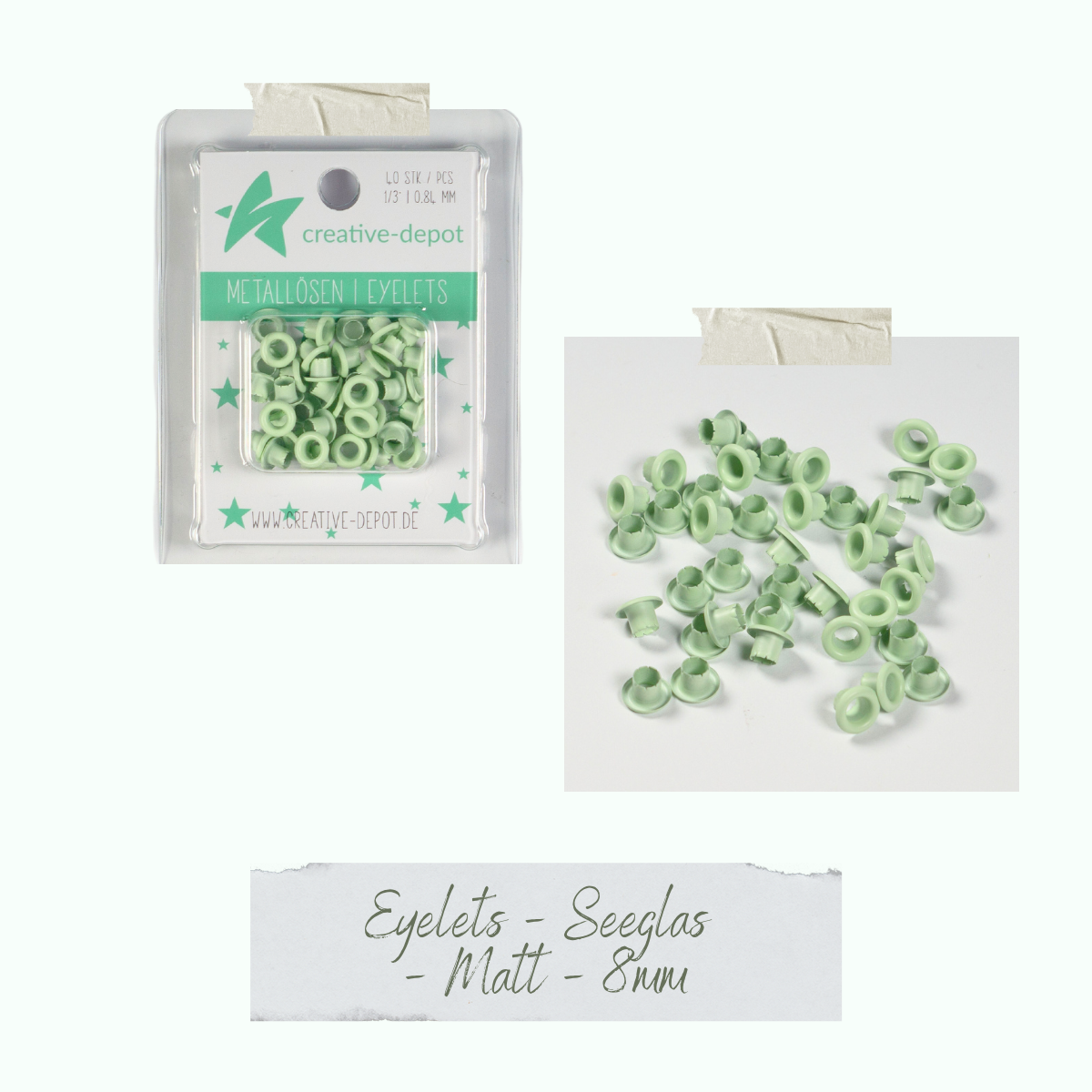 Eyelets - Seeglas - Matt - 8 mm Eyelets - Seeglas - Matt - 8 mm