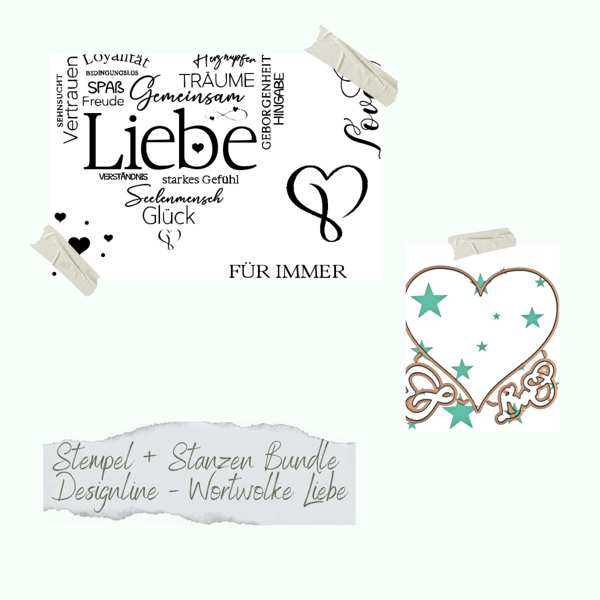 Bundle - Designline - Wortwolke Liebe - Stempelset & Stanzen