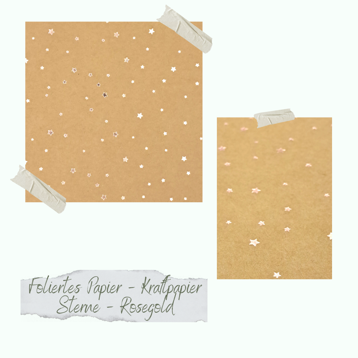 Foliertes Papier - Kraftpapier - Sterne - Rosegold