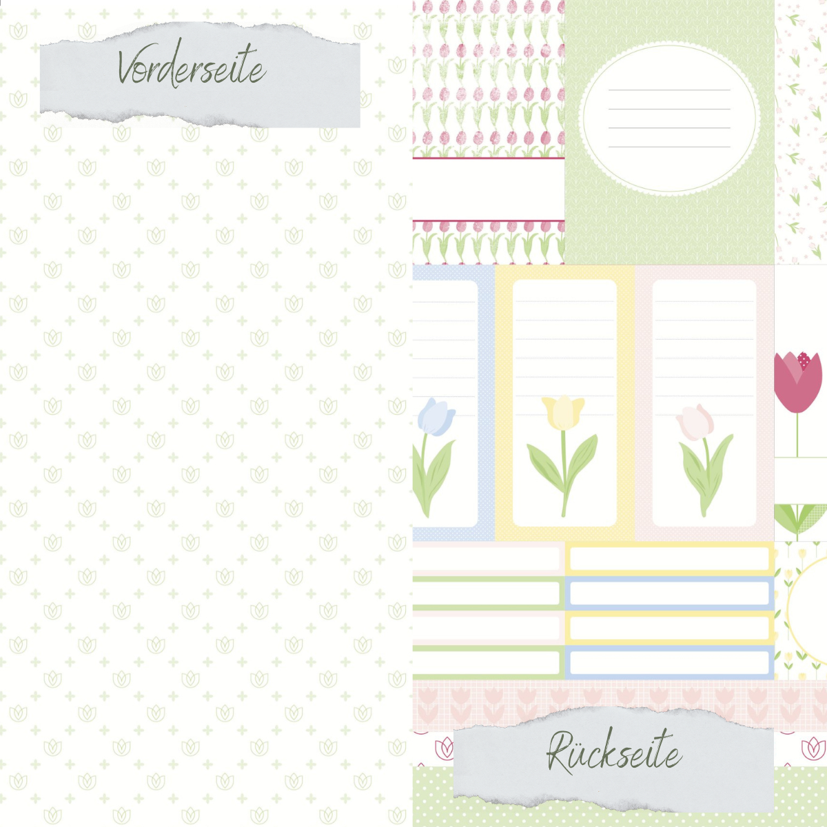 Designpapier - Scrapliebe - Tulpenliebe - Journalingcards - Doppelseitig bedruckt
