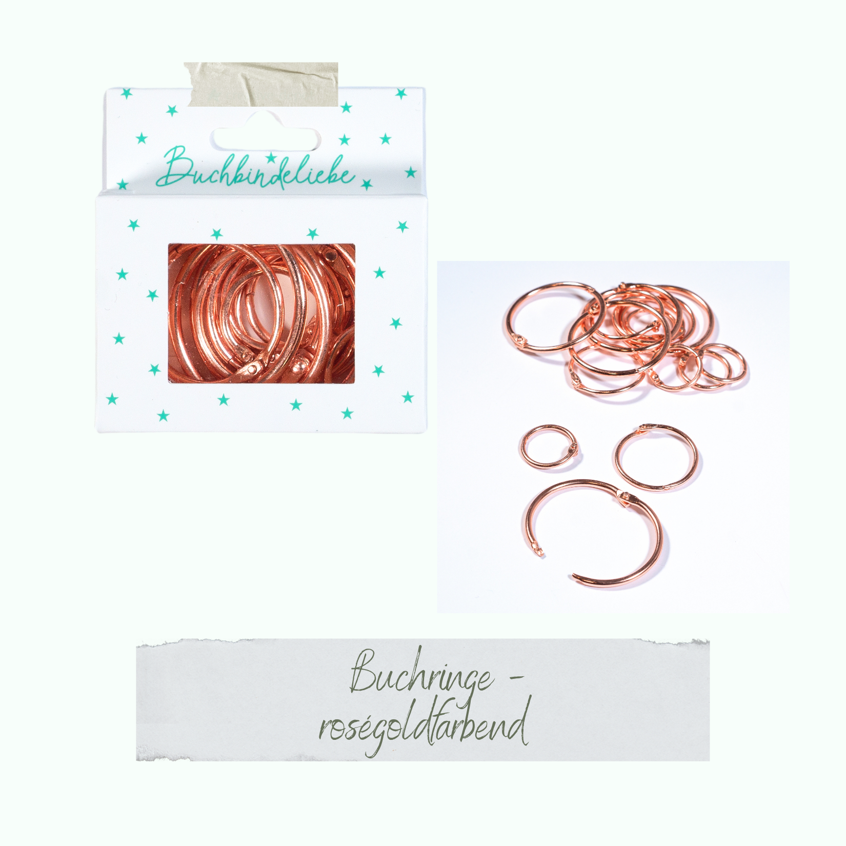 Buchringe - Rosegold - Buchbindeliebe - 15 Stück  Buchringe - Rosegold - Buchbindeliebe - 15 Stück