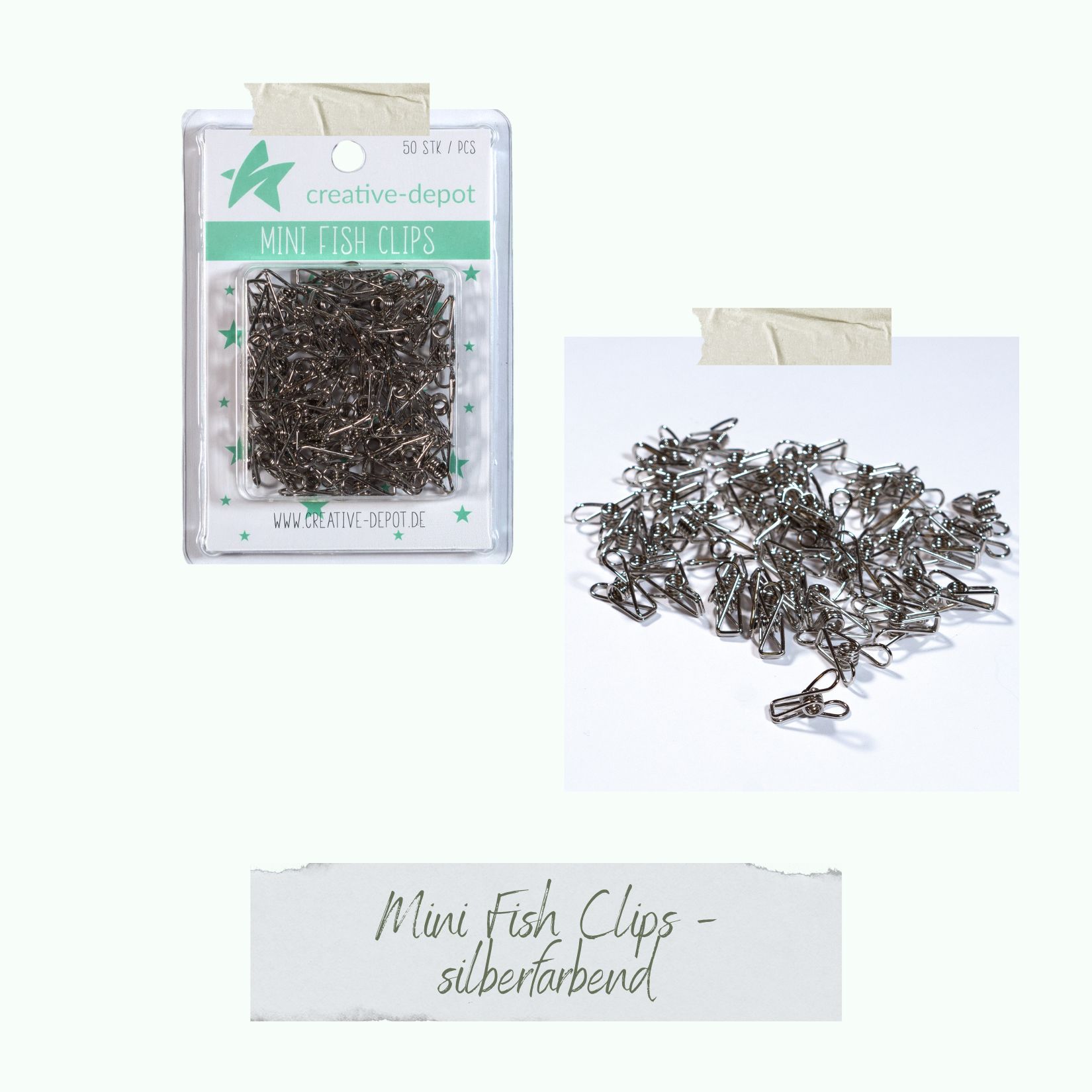 Mini Fish Clip - silberfarbend - 50 Stück Mini Fish Clip - silberfarbend - 50 Stück