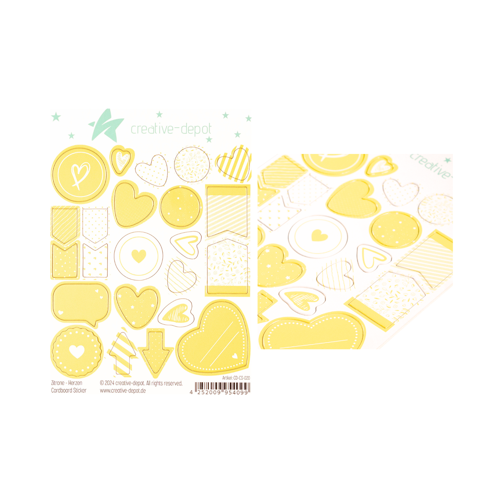 Chipboard Sticker - Zitrone - Herzen