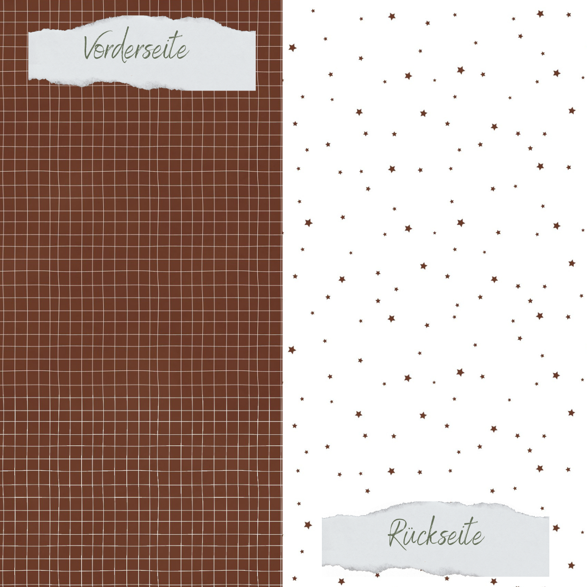 Designpapier - Basic - Schokolade - Doodle Gitter + Sternchenregen - Doppelseitig bedruckt