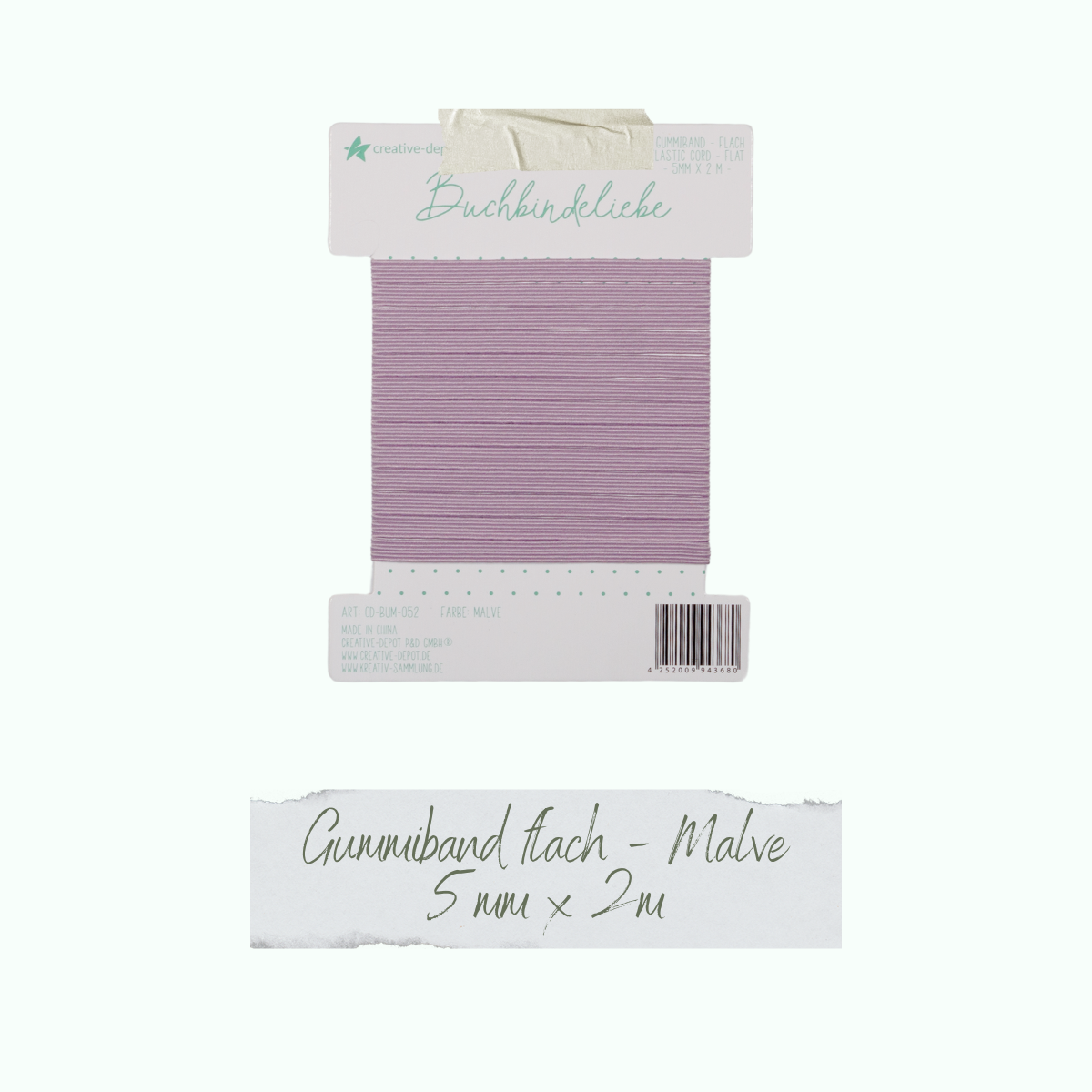 CD-BUM-052_Gummiband-flach-Malve Buchbindeliebe - Gummiband - Malve - flach