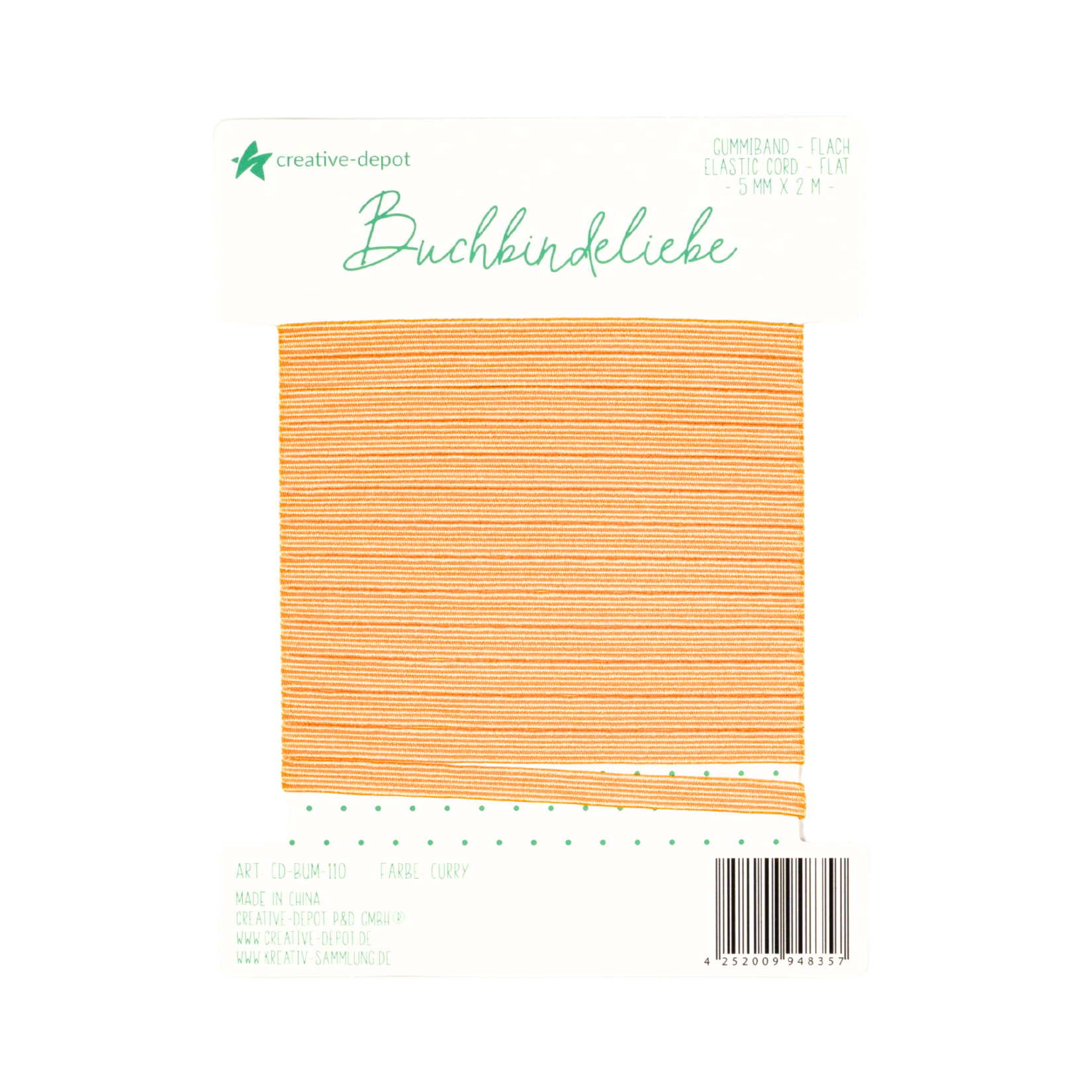 Gummiband - Curry - flach - Buchbindeliebe