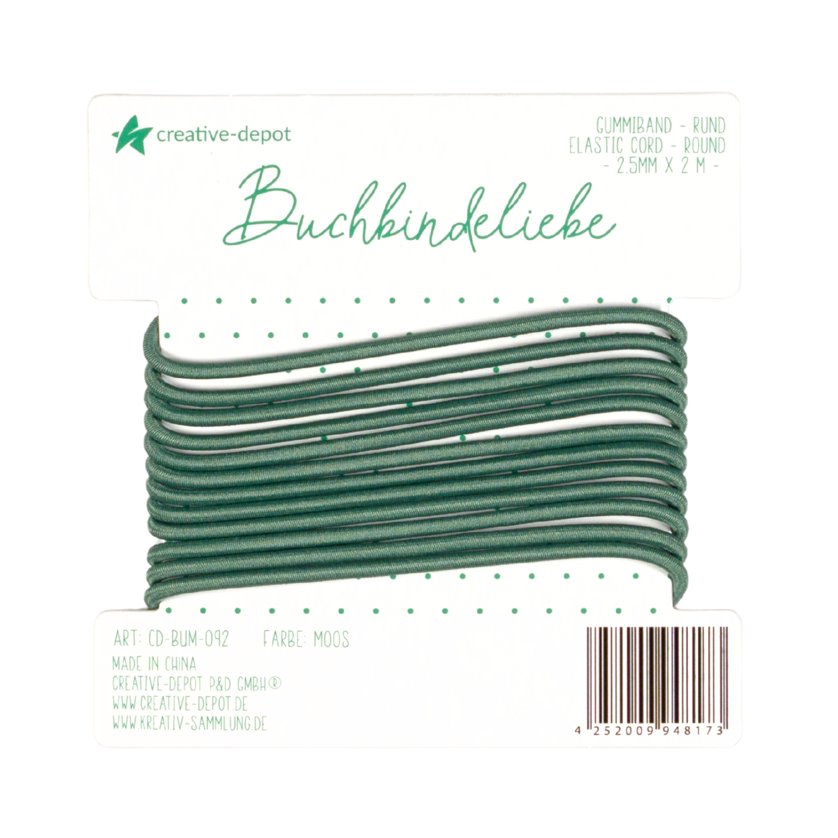 Gummiband - Moos - rund - Buchbindeliebe