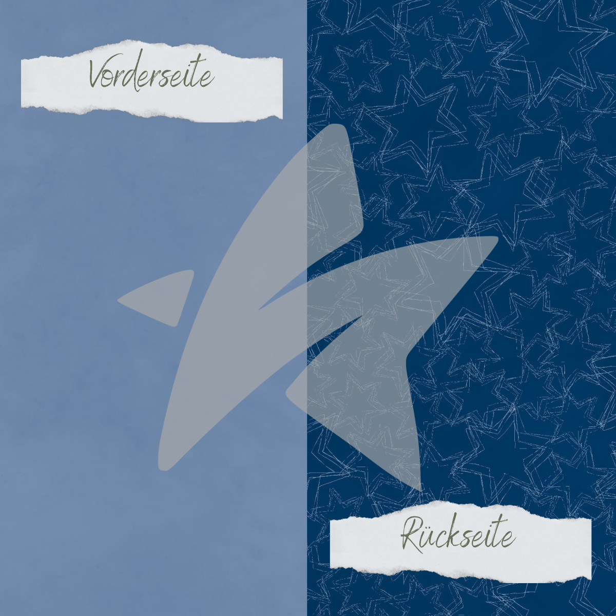 CD-BP-098 Papel de diseño - Basic - Marineblau - Doodle Sterne + Uni hell - Impreso por las dos caras