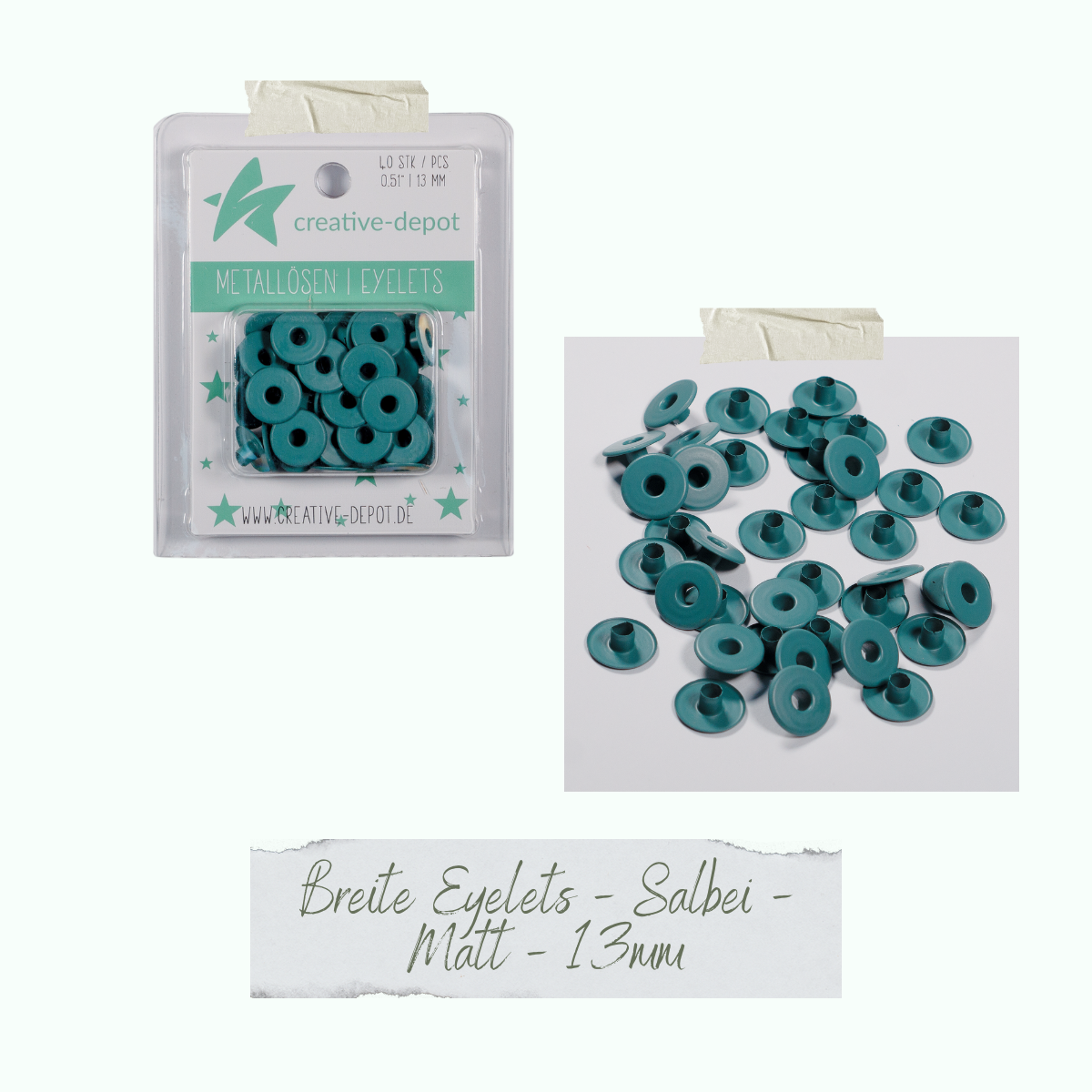 Breite Eyelets - Salbei - Matt - 13 mm