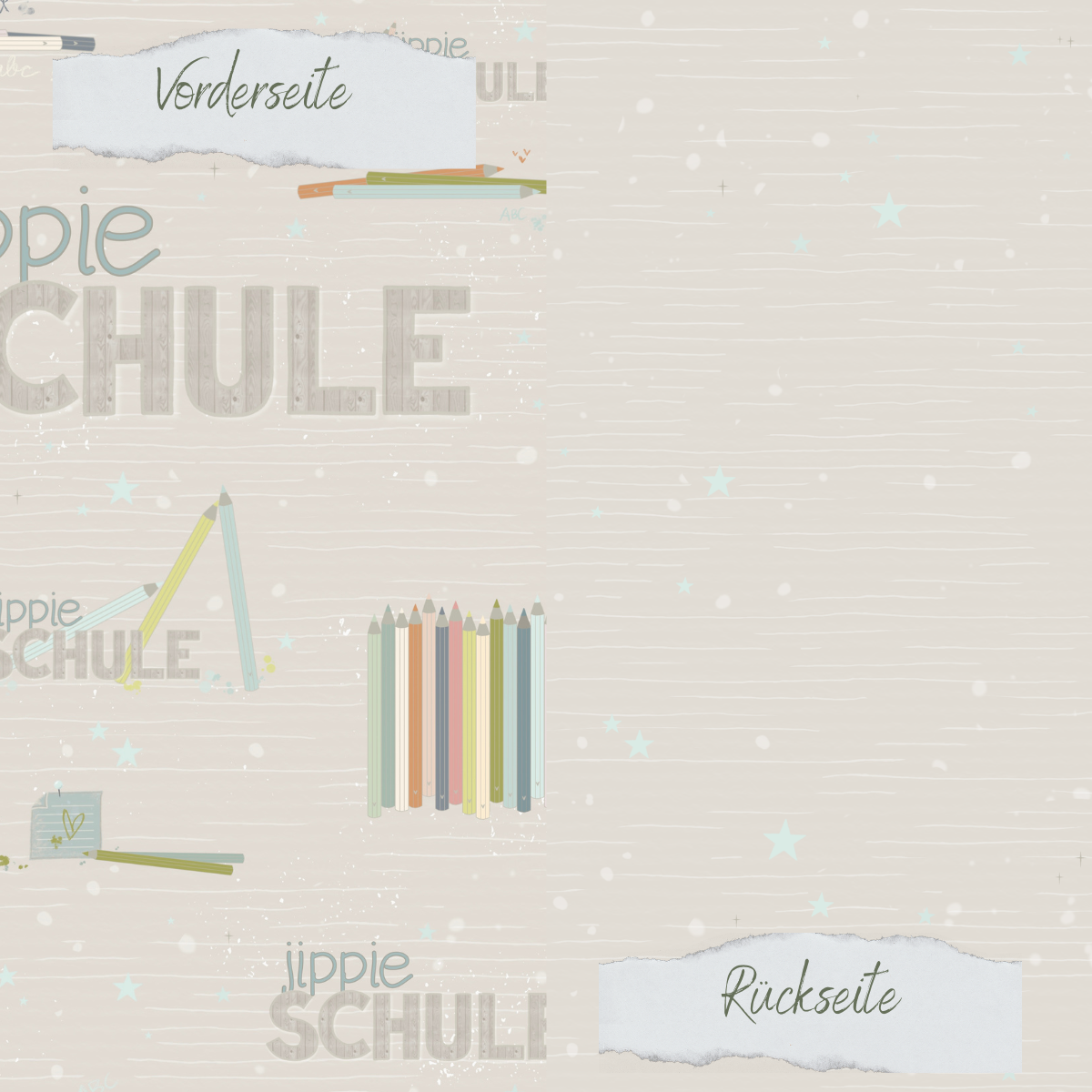 Designpapier - Jippie Schule - Doppelseitig bedruckt