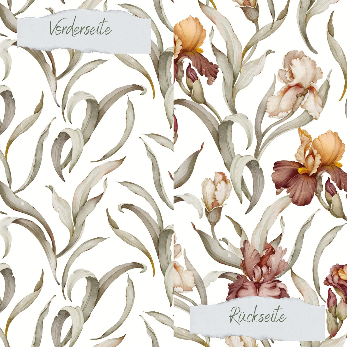 Designpapier - Schwerlilien - Doppelseitig bedruckt