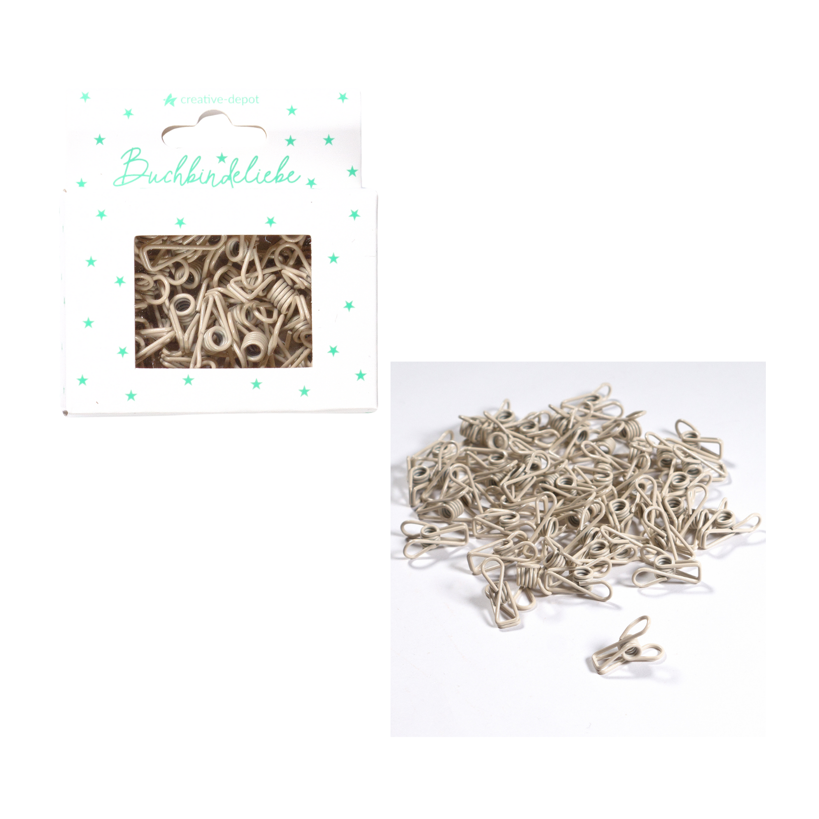 Mini Fish Clip - Vintage Leinen - Matt - 50 Stück